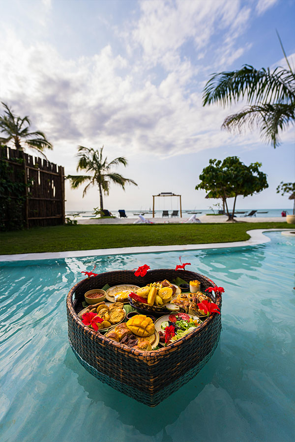 Floating breakfast at Luxury Villas Zanzibar