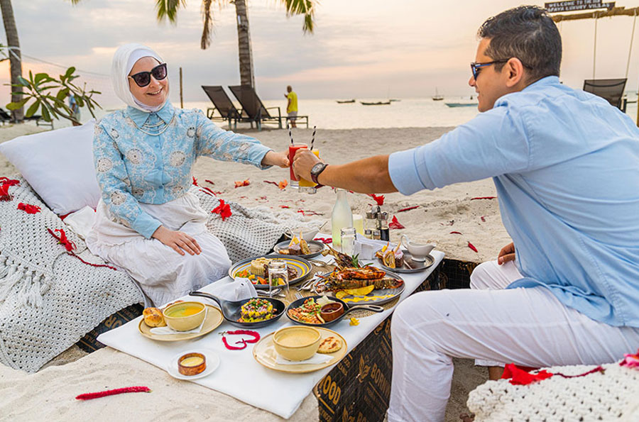 Romantic beachfront dinner in Zanzibar